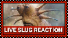 A stamp of Klaud from Star Wars: Episode IX The Rise of Skywalker with a red border and a banner saying 'LIVE SLUG REACTION' under him.